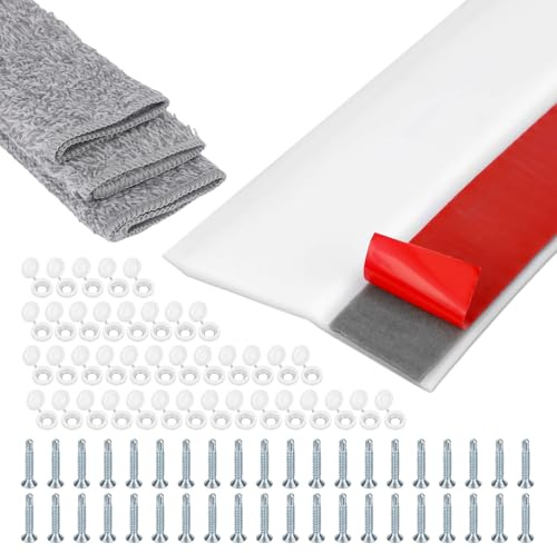 Garage Door Seal Top and Sides, 42ft/12.8m Universal TPE Weather Stripping Side & Trim Seal with Adhesive Backing Includes Nails Caps & Towels Heavy Duty Draft for Home Garage Doors