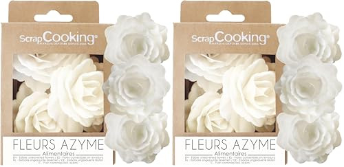 ScrapCooking - 3 Roses Royales Blanches en Azyme - Fleurs Comestibles pour Décoration Gâteau - Déco Florale Pièce-Montée, Cupcakes, Pâtisseries - Anniversaire, Mariage - 2294 (Lot de 2)