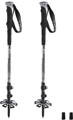 VIKING Trekkingstöcke Wanderstöcke Winterstöcke - leichte verstellbare Karbon Teleskopstöcke für Skitouren, Trekking, Berg - Fast-Lock - Vario Tour, Grau, 65-135 cm