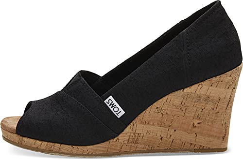 TOMS Damen Classic Wedge Sandalen mit Keilabsatz, Black, 36.5 EU