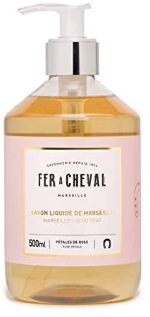 Fer à Cheval - Savon Liquide de Marseille Pétales de Rose - Formulation Douce avec une Liste d’Ingrédients Courte pour Convenir à Tous Types de Peau - 500 ml