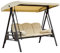 Outsunny 3-Sitzer Hollywoodschaukel Gartenschaukel mit Sonnendach Kissen Metall Polyester Beige+Braun 121 x 208 x 172 cm