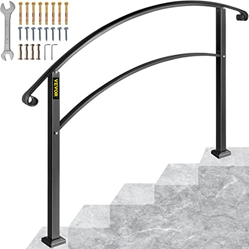 HuSuper Geländer 5ft Treppengeländer 4 bis 4 Stufen 0 ° bis 45 ° Eingangsgeländer formschön schwarz treppengeländer edelstahl verstellbarer Treppenhandlauf Schweißeisen