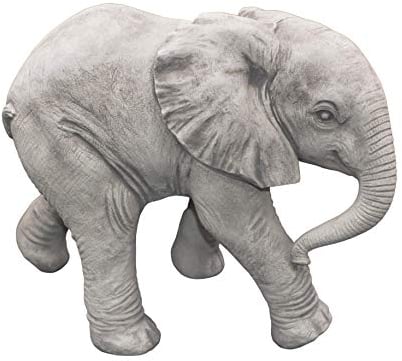 gartendekoparadies.de Afrikanische Elefanten-Kuh, Steinfigur, H. 33 cm, 21 kg, Grau, frostsicher aus Steinguss für Außenbereich