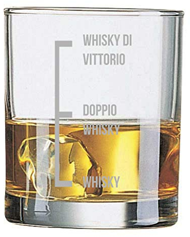Colorfamily Bicchiere da Whisky con incisione divertente PERSONALIZZABILE CON NOME - indicatore Whisky - Regalo Compleanno