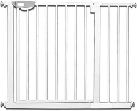 Froadp Barrière de Sécurité Extensible, Barrière de Pression sans Perçage, Grilles de Porte Barrières pour Bébé et Chiens, Porte de Protection D'escalier en Métal Largeur Réglable(Blanc, 95-105cm)