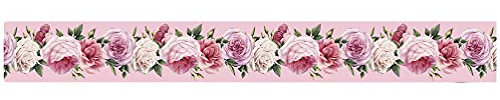 HEALLILY Wallpaper Border Peel Stick Floral Pattern Home Ceiling Decorative Border Wall Tile Borders for Bedroom Bathroom Kitchen Counter Top 15x300cm
