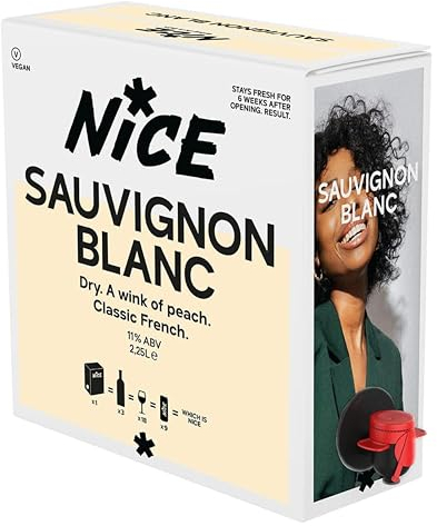 Nice Sauvignon Blanc, Wine in a Box, Crisp, French White Wine from Côtes de Gascogne, Stays Fresh for 6 Weeks, 1 x 2.25L Boxed Wine