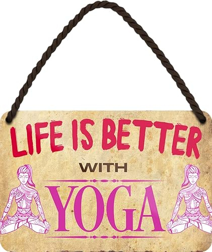 schilderkreis24 – Blechschild Spruch “Life is better with Yoga Deko Türschild Meditation Metallschild Schild Geschenkidee 18x12 cm