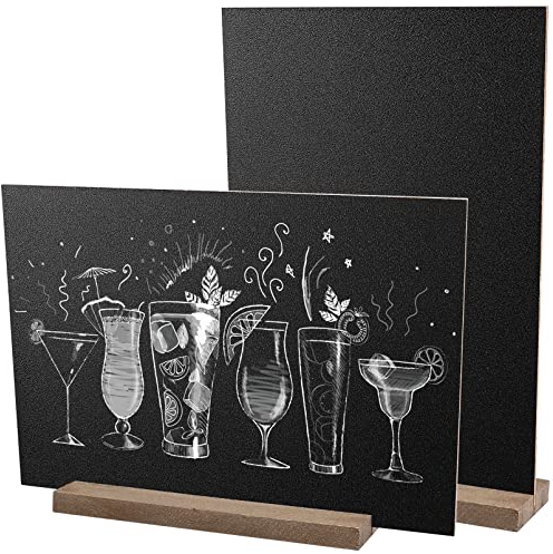 Cisolen 2 Stück Mini Tafel mit Ständer Tischplatte Tafel Doppelseitige Kleine Tafel Kreidetafel für Hochzeit Party Geburtstag Tischdekoration Menü Zeichen Kartenhalter