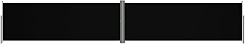 vidaXL Auvent Latéral Rétractable Pare-Brise de Balcon Pare-Soleil de Jardin Pare-Vue de Terrasse Extérieur Patio Arrière-Cour Noir 180x1000 cm