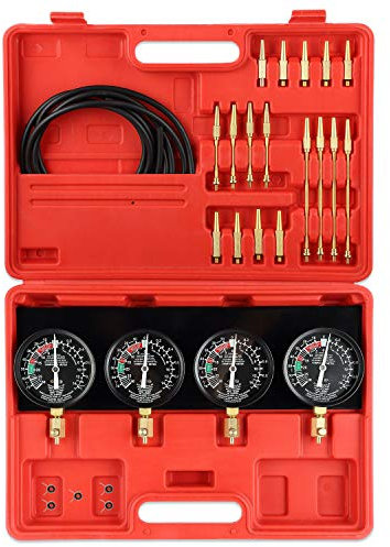 Uten Probador de Presión de Combustible, Juego de Herramientas Sincronizadoras de Carburador al Vacío con Adaptador y 4 Manómetros para Automóviles y Motocicletas