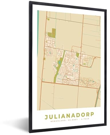 MuchoWow Poster Bilder Wanddeko Deko Wohnzimmer 20x30 cm Karte - Julianadorp - Karte - Stadtplan - Vintage