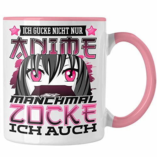 Trendation - Anime und Zocken Tasse Geschenk Mädchen Anime-Fans Gamergirl Spruch (Rosa)
