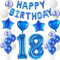 Luftballons 18. Geburtstags deko Junge blau set, Geburtstagsdeko 18 jahre Geburtstag Dekoration Junge blau ,Folien ballons 18 Geburtstag deko banner,girlande deko 18. geburtstag Junge deko