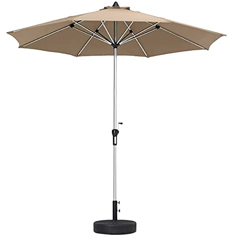Tisch-Sonnenschirm mit Wassertank-Basis, 270 cm Aluminiumstange, Garten-Sonnenschirm mit Kurbel, Sonnenschirm, Terrassenschirm für Gartenterrasse im Freien good