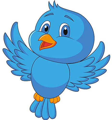 kleberio Aufkleber Kleiner Blauer Vogel wasserfest Sticker Familie Vogel lächeln Tier bunt Schnabel Kinder Deko Autoaufkleber 11 x 10 cm