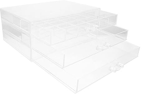 VILLCASE Schubladenbox Durchsichtig Für Schmuckaufbewahrung Kleiner Schmuckhalter Für Ohrringe Halsketten Und Maniküre-Accessoires