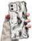 UEEBAI Case for iPhone 11 6.1 inch, Cute Solid Color Curly Wave Shape Shockproof Soft TPU Bumper Phone Case, Candy Water Ripple 3D Silicone Slim Pretty Case Non-yellowing Cover,Silver