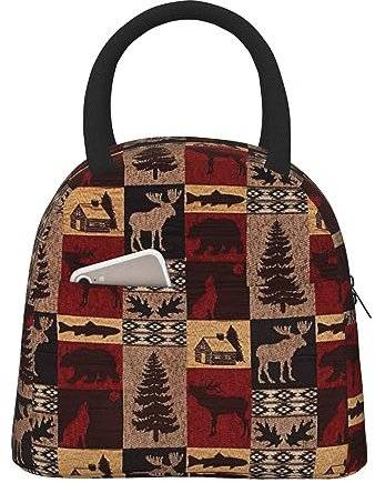 StOlmx Lodge Bear Hirsch Fisch Süße Lunchbox für Erwachsene Männer Frauen Auslaufsichere Kühltasche für Arbeit Büro Reisen Picknick