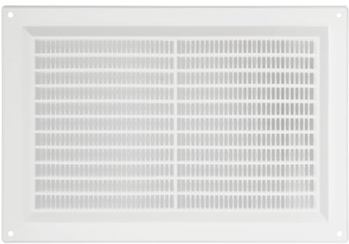 10'' x 7'' Inch / 250 x 170 mm Plastic Vent Cover - White - Rectangular Soffit Vent - Exhaust Ventilation Louver - Air Inlet Grille Cover - Built-in Screen Mesh - HVAC Vent Duct Cover