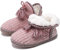 COFACE Lammfell Hausschuhe Damen Hüttenschuhe Winter Warme Plüsch Hausschuhe Mädchen Flauschige Gefüttert Hausstiefel Kuschelige Pantoffeln Hausboots Rosa 41-42