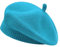 ZLYC Damen Winter Baskenmutze Klassische Barett Drucken Weich Warm Französische Mütze(Solid Blau)