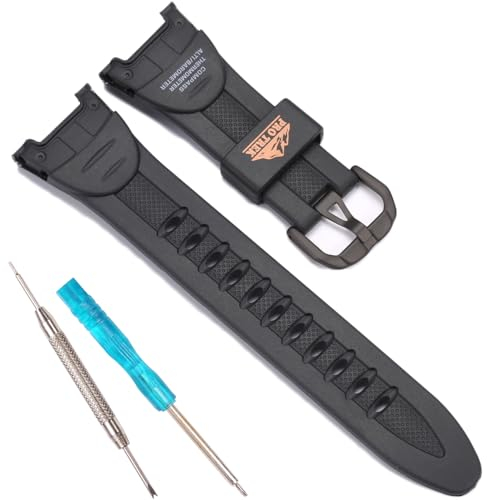 Resin Ersatz Armband Kompatibel mit Casio PRG-50 PRG-60 Protrek Herren Sport Wasserdicht Uhrenarmband Armband Uhr Zubehör (Schwarze Schnalle)
