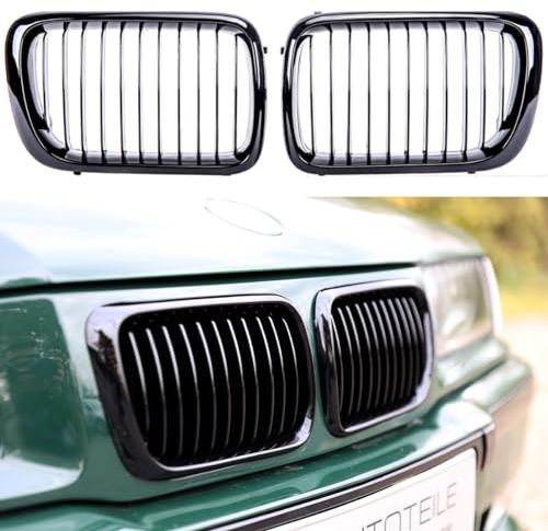 Kühlergrill Grill SET Schwarz Glanz Einzelsteg kompatibel für BMW 3er E36 Facelift ab 1996 DM Autoteile 1187