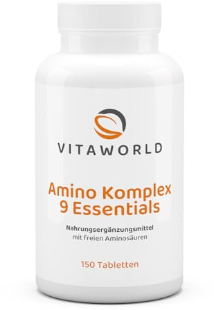 vitaworld Amino Komplex 9 Essential, Reine Wirkstoffe ohne Zusätze, Vegan, 150 Tabletten