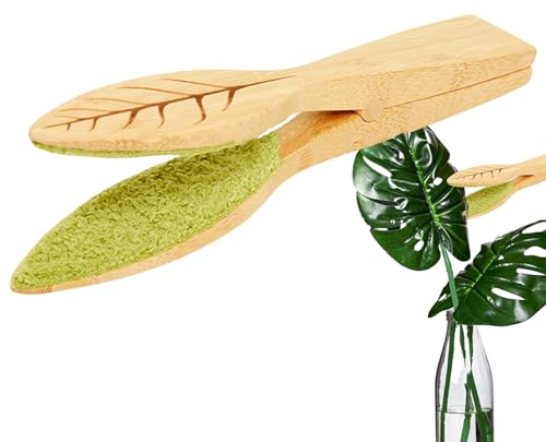 Cleaning Tongs, Plant Lint Cleaner, Cleaner for House Plants | Gutter Cleaning Tool | Cleaning Brush with Handle and Microfiber Cloth - to Cleans Both Sides of Leaves