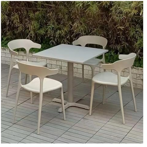 GLigeT Gartengarnitur Freizeit-Gartenmöbel-Sets, Außenterrasse, Balkon, Tisch und Stuhl, wasserdichter Sonnenschutz, einfacher Kunststoffstuhl Möbelset im Balkon (Color : 4 Chairs 1 Table-B)