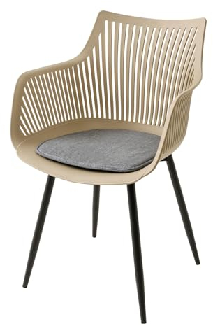 Riess Ambiente Esszimmerstuhl SIGNUM Greige schwarz Kunststoff Küchenstuhl Indoor Outdoor mit Armlehnen Balkonstuhl