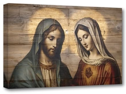 CXHOSTENT Jungfrau Maria und Jesus Leinwand-Wandkunst Katholische Bilder Christliches Spirituelles Poster Büro Kirche Dekor Rahmen (Jesus - 3, 70.00 x 105.00 cms)