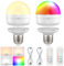 LGMCF E27 Rechargeable Light Bulb with Remote Timer and 15 Color Temperatures, 6W Dimmable Battery Backup Bulb for Sconces and Lamps, Detachable Charging RGB LED Bulb for Non Hardwired Lamps, 2 Pack