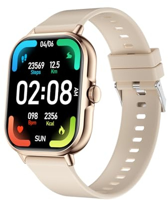 Smart Watch per donne e uomini, smartwatch da 2 pollici con cardiofrequenzimetro, ossigeno nel sangue e monitoraggio del sonno, orologio fitness tracker (effetto/risposta chiamata), orologio