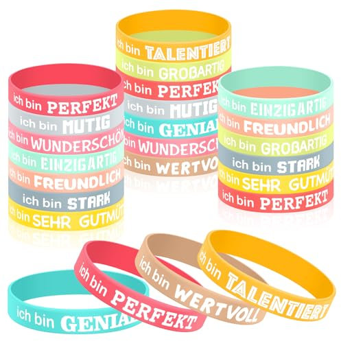 24 Pezzi Braccialetti Motivazionali,Braccialetti Silicone,20,2 cm Braccialetti di Gomma Colorati,Braccialetti D'ispirazione Personalizzati,Braccialetti D'ispirazione per Bambini e Adulti