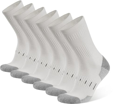 Socken Herren 43-46 39-42 Wandersocken Crew Sportsocken Gepolstert Trekkingsocken Baumwolle Atmungsaktiv Laufsocke Arbeitssocken (DE/NL/SE/PL, Numerisch, 43, 46, Regular, Regular, Weiße 6-Paare)