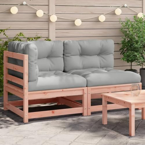 HEFZGDB Gartensofa mit Kissen 2-Sitzer Massivholz Douglasie Balkon Sofa Gartenmöbel Lounge Sofa Outdoor Geeignet für Terrasse, Pool und Garten.