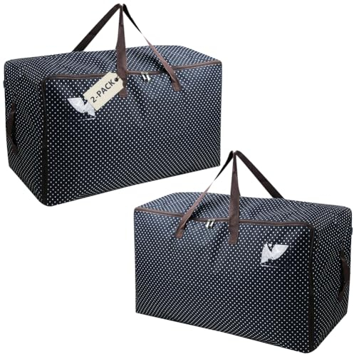 iwill CREATE PRO 2 Stück, 70 x 41 x 34 cm, 3-seitiger Reißverschluss, schwarze Punkte, Polyester, rechteckige Aufbewahrungstaschen für Geschenkverpackungen, Weihnachtsbäume, Umzugstaschen