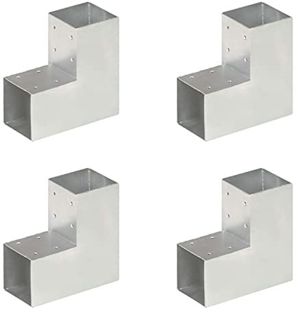 ShGaxin Conectores de Postes en L 4 uds Metal galvanizado 91x91 mm, Anclajes, Postes, Connex - SPU:145470