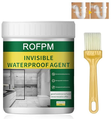 Sigillante Impermeabile Trasparente, Emulsione Isolante 300 g, Agente di Rivestimento Invisibile per Bagno, Piastrelle, Pareti e Tetto