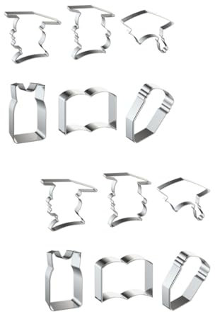 12 Stk Ausstechform Party-keksausstecher Formen Für Pastell Keksform Abschlussausstecher 2022 Keksausstecher Zum Backen Dessertringe Abschlusskappen-cookie Plätzchen Silver Amosfun
