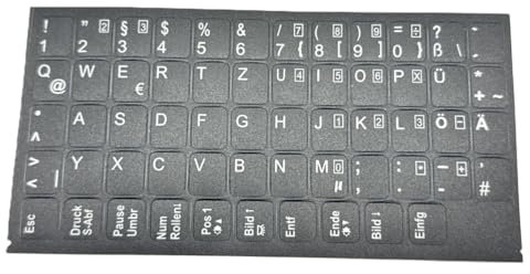DEUTSCHE Tastaturaufkleber - schwarz MATT 58 Tasten 1,1 cm x 1,3 cm Selbstkleben kompatibel für Gateway Laptop Notebook