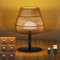 MALUX Lampada da tavolo senza fili, dimmerabile, rattan in bambù e legno, moderna lampada da tavolo a LED con funzione di ricarica USB, lampada da tavolo a LED, senza fili, ricaricabile, decorativa