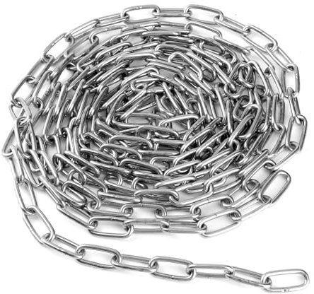 SEUICYNE 1 Stück 5 meter 3mm Edelstahlkette Stahlkette, Edelstahl Ketten Gliederkette Metallkette Rundstahlkette Geschweißte Kette für Hundeleinen Zierzäune Türketten, Tragfähigkeit 80 kg