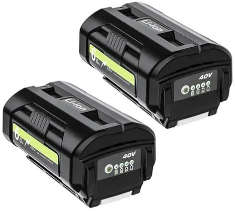 Batteria agli ioni di litio da 40 V e 6000 mAh for utensili elettrici senza fili, compatibile con Ryobi OP4040 OP4026 OP4030 OP4050 OP4060A OP40201 OP40301(2 PACK)