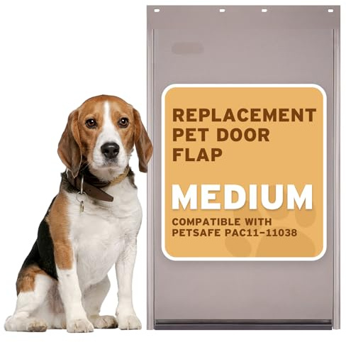 PAC11-11038 Dog Door Replacement Flap | Heavy-Duty PVC Material | 12 7/8 x 8 1/8 M Size, BPA-Free & Weatherproof | Includes Screws for Secure Installation