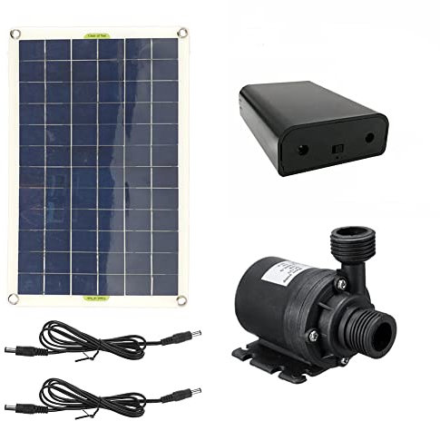 Paneles solares, Kit de Bomba de Fuente de Agua Sumergible Solar, 50 W 800 L/H DC 12 V Bomba sin escobillas de bajo Ruido, Fuente de Cascada al Aire Libre, jardín, Piscina, Estanque, baño de pájaros,