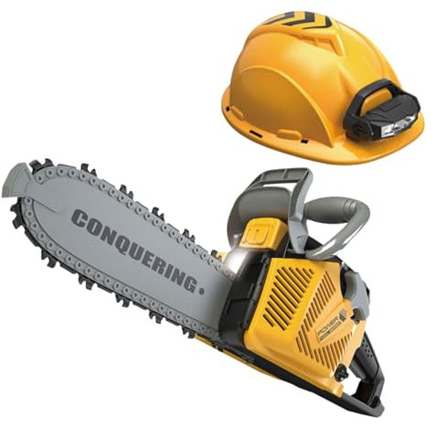 Luwecf Giocattolo Educativo per Bambini, Motosega con Cappello E Attrezzi da Gioco